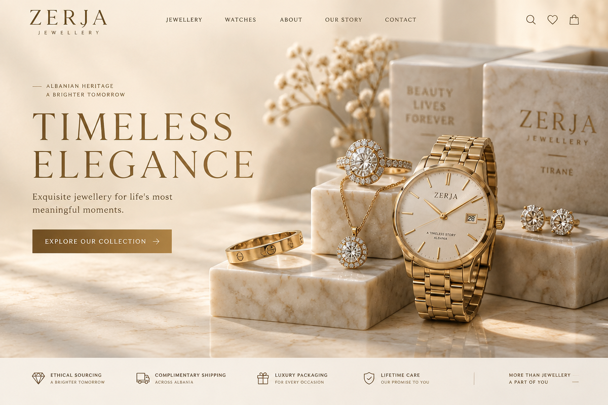 Argjendari Zerja website designed by IllyriaStudio