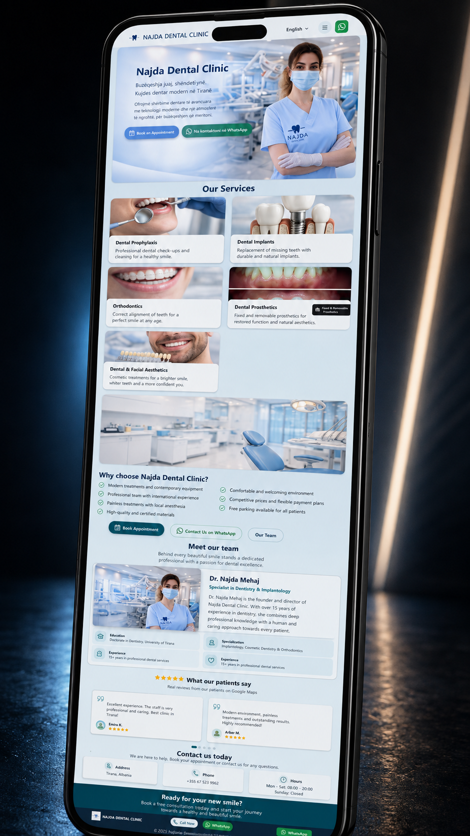 Najda Dental Clinic website designed by IllyriaStudio