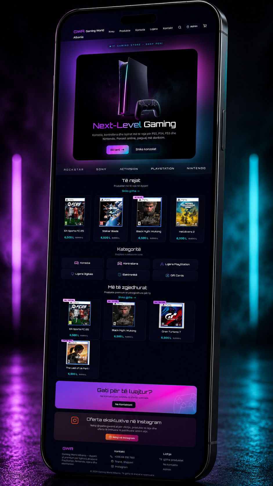 Gaming World Albania website designed by IllyriaStudio